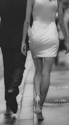 Couple walking down the street