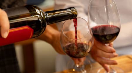 Couple being served wine