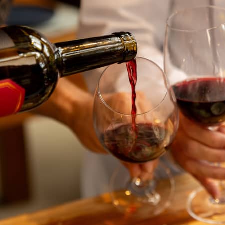 Couple being served wine