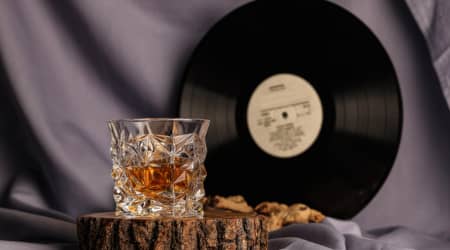 Neat beverage and vinyl record