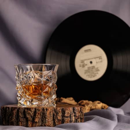 Neat beverage and vinyl record