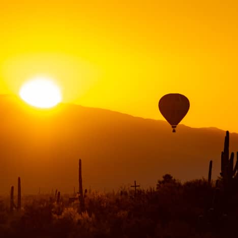 Hot Air Balloon over the Sonoran Desert at Sunset