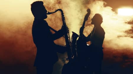 Jazz Club Band Members in Silhouette
