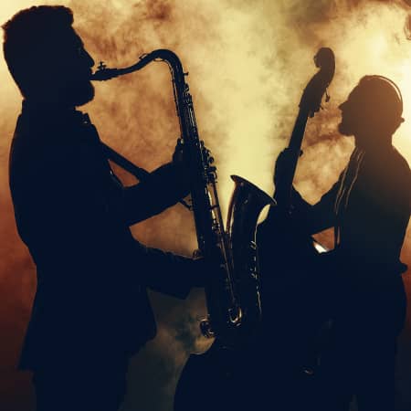 Jazz Club Band Members in Silhouette