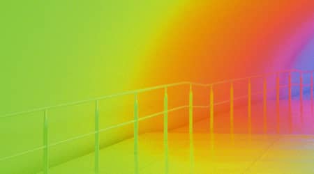 Colorful hallway at the Museum of Fine Arts Houston