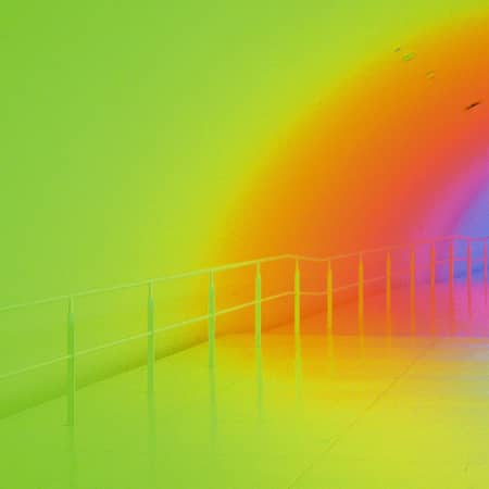 Colorful hallway at the Museum of Fine Arts Houston