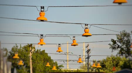 Overhead lights at Atwater Market