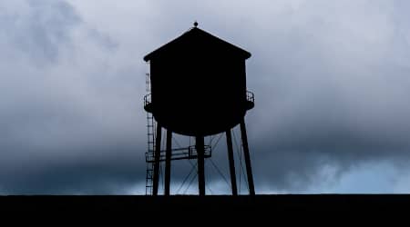 Water tower in Camp North End