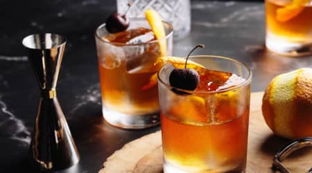 Pair of Old Fashioned cocktails