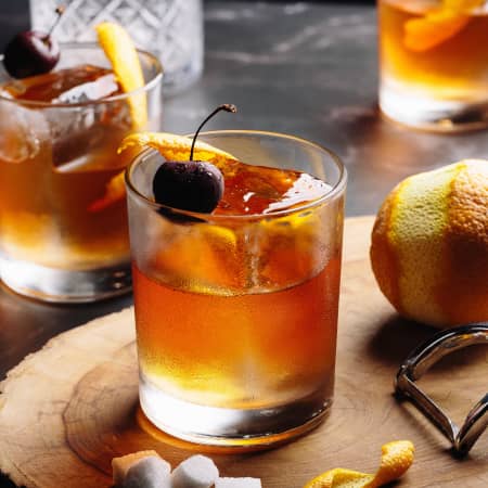 Pair of Old Fashioned cocktails
