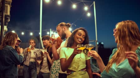 Scene at a rooftop bar