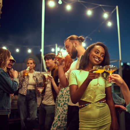 Scene at a rooftop bar
