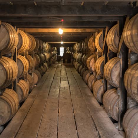Whiskey Barrels in distillery