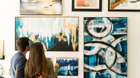 Couple at an art exhibit