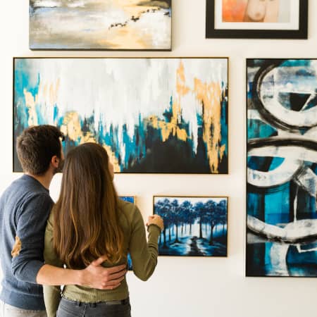Couple at an art exhibit