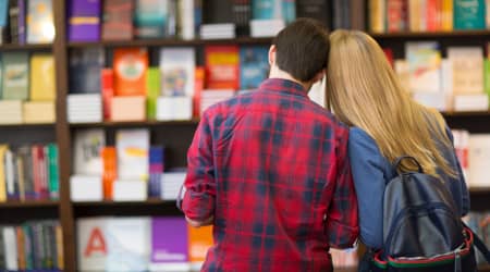 Couple at a bookstore
