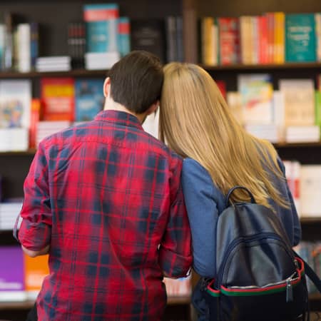 Couple at a bookstore