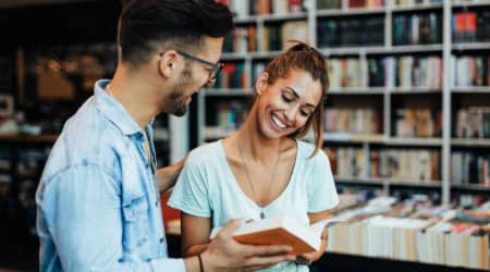 Couple on a bookstore date