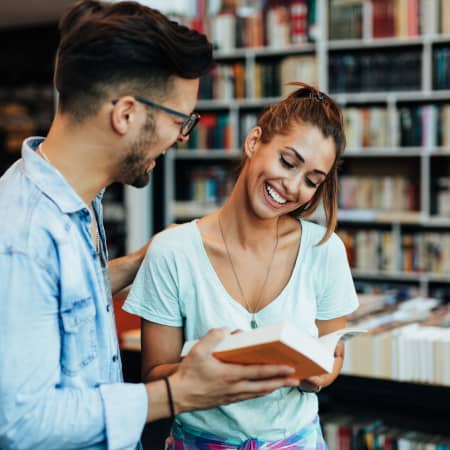 Couple on a bookstore date