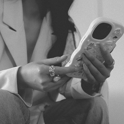 Woman uploading pictures to Seeking