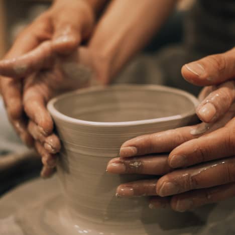 Couple at a ceramics workshop
