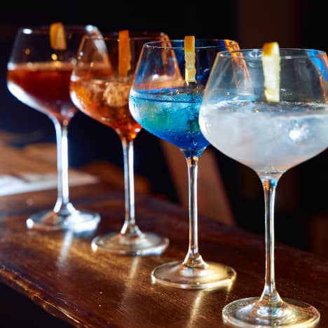 Flight of different gin cocktails