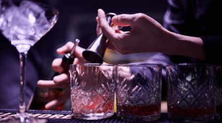 Cocktail pour in a speakeasy