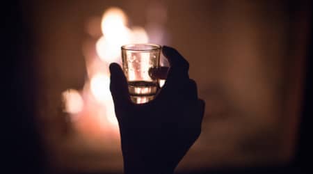Mezcal under candlelight