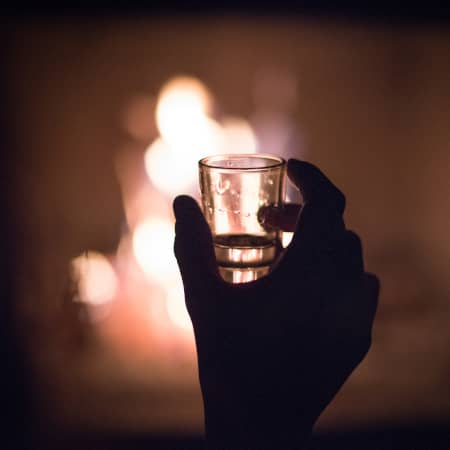 Mezcal under candlelight