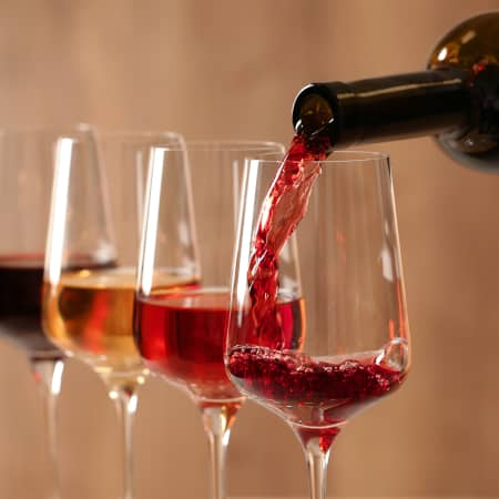 Final pour of a wine flight