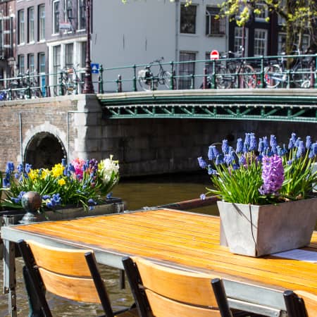 Outdoor cafe seating in Amsterdam
