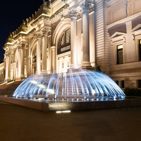 Metropolitan Museum of Art illuminated in the evening